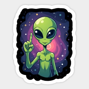 Cosmic Command: The Pointing Alien Sticker